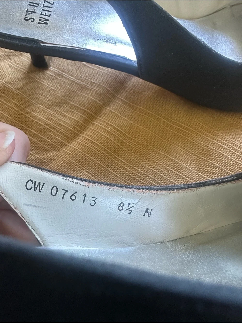 Stuart Weitzman Black Satin Kitten Heels Sling Back 8.5N